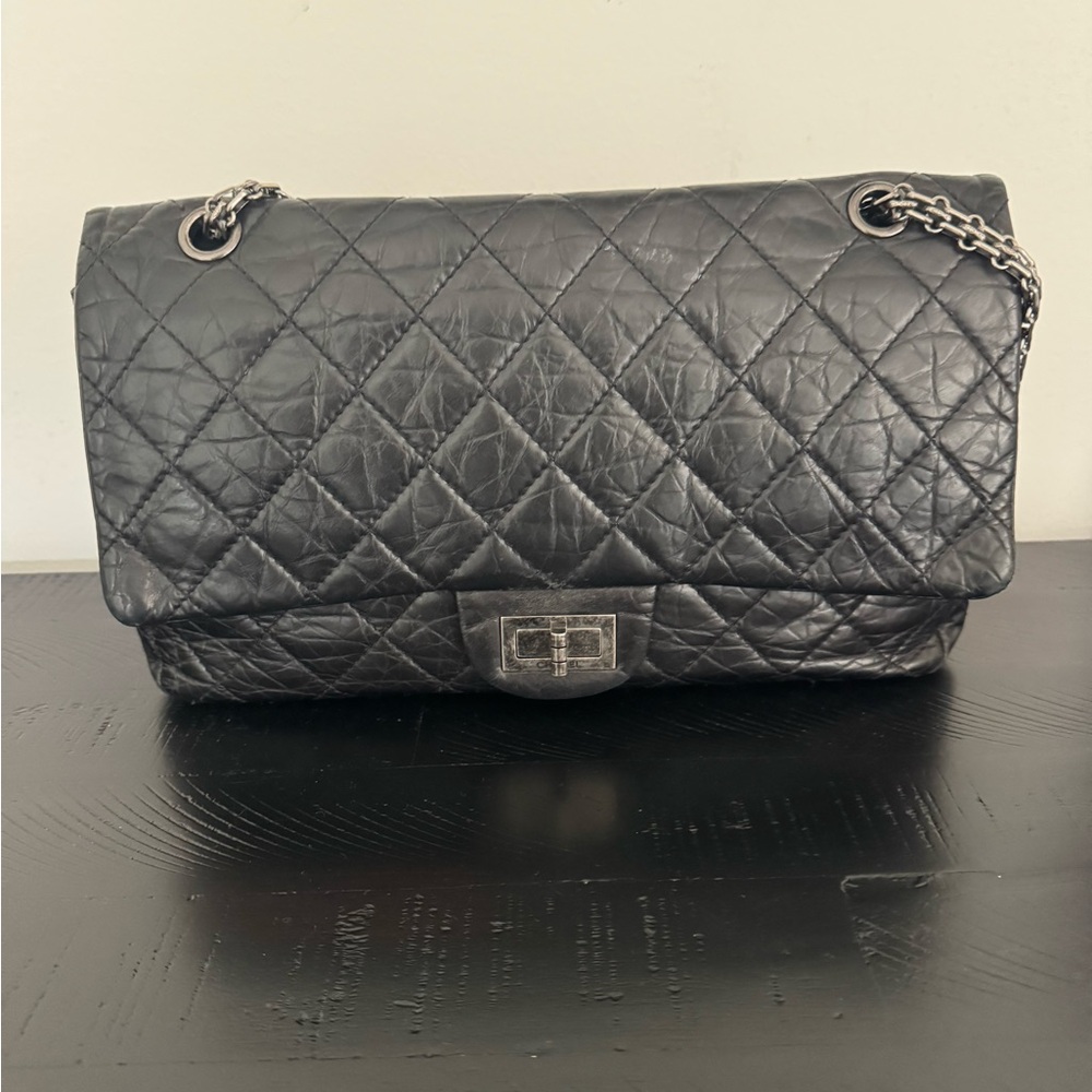 CHANEL Black 2.55 Reissue Flap Bag - size 227